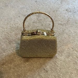 NWT. Small gold beaded evening bag.